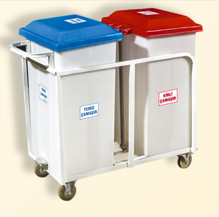 Çamaşır Toplama arabası Çiftli Pedallı 110x110=220 LT